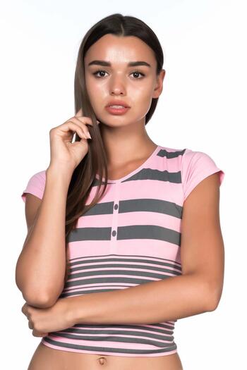 YILTER Pink Gray Mi Emay 5026 Soft Seamless t Shirt