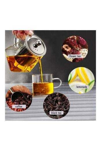 HALAMODO Glass Infuser Teapot With Lid Clear/Silver 750ml