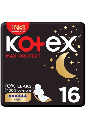 Kotex Maxi Protect Thick Overnight Pads With Wings – 16 Pcs (28CM LENGTH)