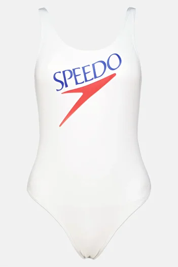 SPEEDO Women One Piece Brand Logo Swimsuit, White