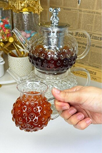 MİEN Mien 6-Person Borosilicate Drop Model Glass Tea Cup Bead Model Tea Cup
