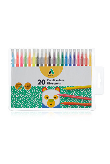 Adel Felt Pen 20 Colors – Vibrant and Permanent Colors, Easy to Clean, Ergonomic Design