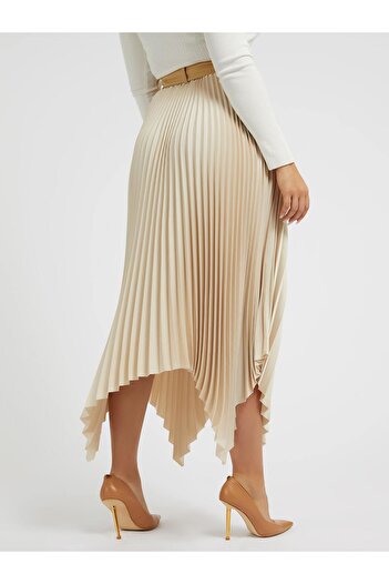 Guess Yüksek Bel Krem Kadın Midi Etek W3YD84WFJU0G1M5