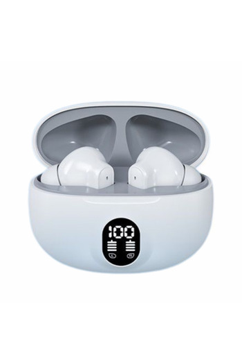 Brivoo® Căști K10 Alb, Wireless, Digital Display, 42-hour Battery, Water Resistant, Sport, Universal Compa