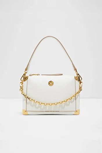 Aldo Valeriana - Women's Faux Leather White Top Zipper Medium Shoulder Bag