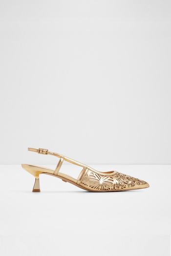 Aldo Elegant - Women's Faux Leather Gold Tiny Heeled Shoes