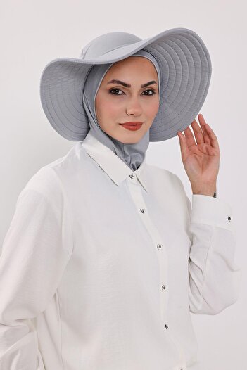 Aisha's Design Πρακτικό καπέλο με φιόγκο που κολλάει και αφαιρείται, με χτενισμένο βαμβάκι πάνω από το τουρμπάνι, SP-4, SP-4, Γκρι 2