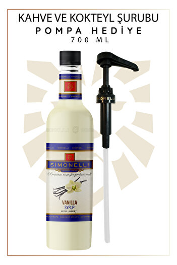 Simonelli Kahve Şurubu Karamel Aromalı Vanilya Aromalı 700 ml Pompa Hediyeli