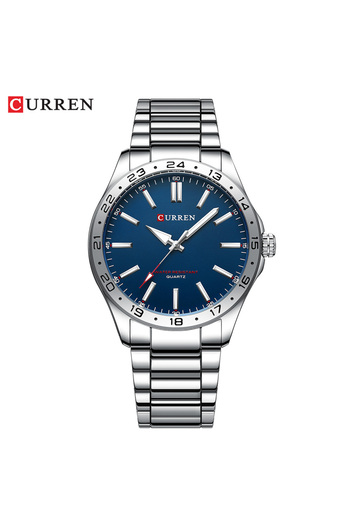 Curren silver blue CURREN Men Fashion Ultra Thin Watches Simple Men Business Stainless Steel Quartz Watch C