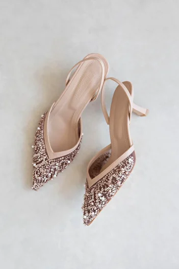STRASWANS Harmony Women's Sequin Detail Heeled Shoes Roze