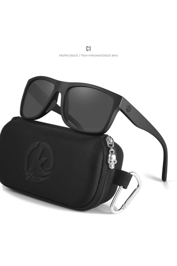 choice2 C1All Black KDEAM Polarized Sunglasses Men Sports Tridimensional Brand Logo TR90 Square Sun Glasses