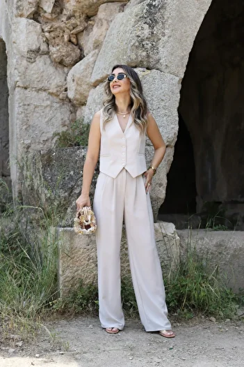 bytugcekaya Stone Two Pleated Palazzo Pants