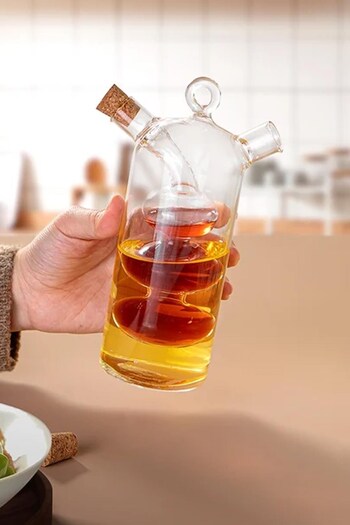 morponi Double Chamber Glass Premium Oil Pot & Vinegar Bowl -360Ml Elegant and Stylish Design