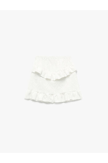 Koton Ruffle Detailed Waist Elastic Mini Skirt