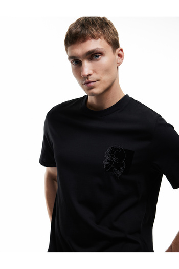 Koton Κοντομάνικο μπλουζάκι Crew Neck Cotton Regular Fit Skull με κέντημα