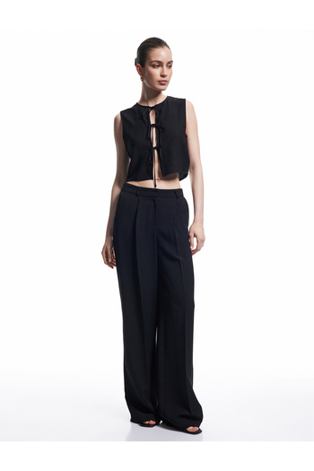 Koton Sleeveless Viscose Fabric Bow Vest with Front Tie Detail
