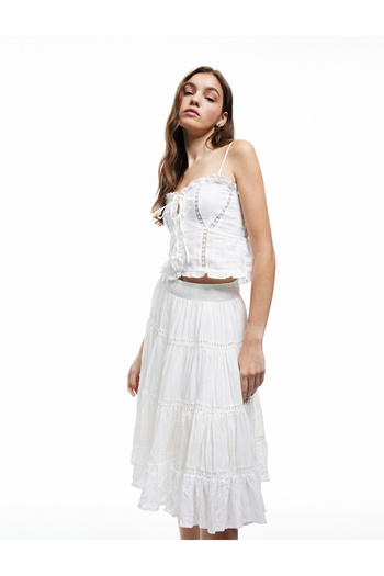 Koton Cotton Lace Detailed Gipeli A-Line Midi Skirt