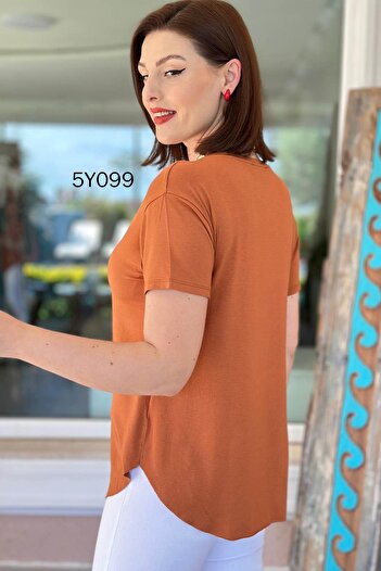 İnce Topuk V-Neck Bamboo Basic Tshirt 5Y099