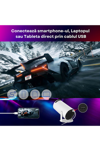 varioshop Premium Smart LED Video Projector, Portable, 4K UltraHD, Android 11, Built-in Speaker,