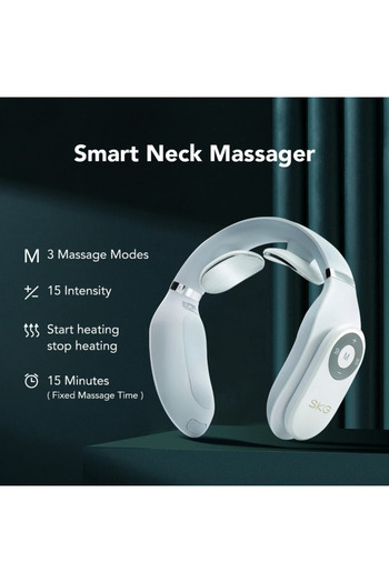 Smart Vibe Aparat de masaj profesional SKG 4098E Termoterapie wireless cu telecomandă, alb/gri
