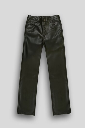 GMG FIRENZE Straight Fit Leather 5 Pocket Women's Trousers