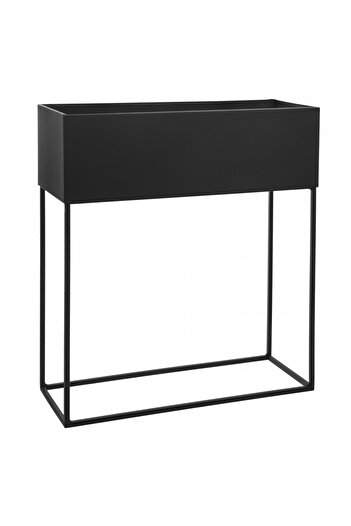 Atmosphera Créateur D'intérieur Σετ 2 γλάστρες Trondj, ατσάλινες, μαύρες, 42 x 14,3 x Υ33,3 cm, 46 x 18 x Υ50,5 cm