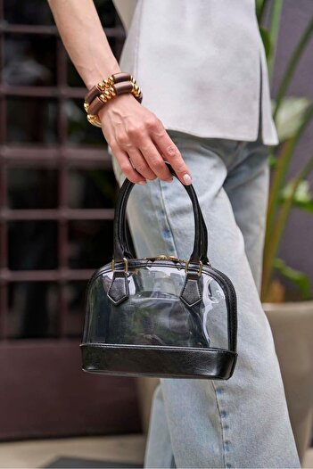 Madamra Black Women's Transparent Mini Hand and Shoulder Bag