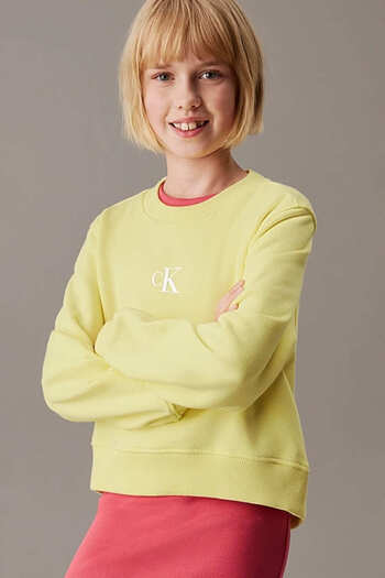 Calvin Klein Girl's Ck Logo Sweatshirt - Yellow
