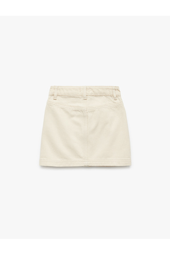 Koton Cotton Pocket Detailed Buttoned Mini Denim Skirt