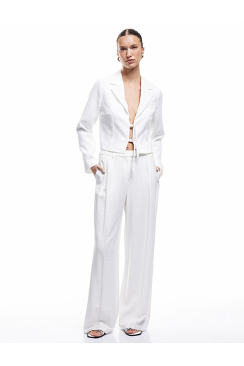 Koton Linen Look Textured Double Breasted Front Tie Detailed Blazer Jacket