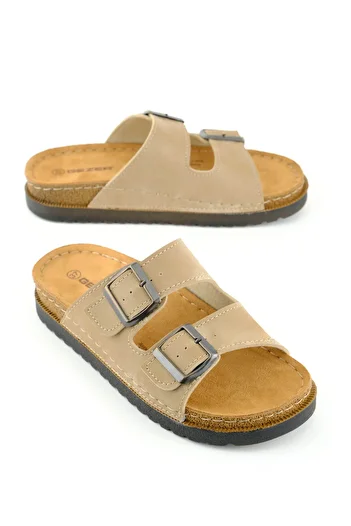 GEZER Women's Summer Faux Leather Two Buckle Adjustable Comfort Sole Daily Slippers
