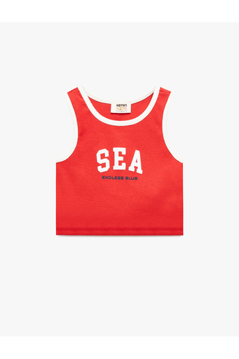 Koton Cotton Crew Neck Sleeveless Crop Tank Top