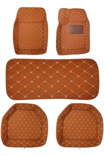 Generic Premium & High Quality Brown Color Universal Floor Mat 3D to 3D mats For Car - 5 Pcs Set