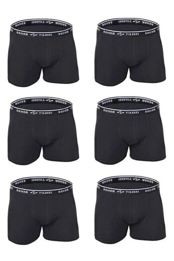 Seher Pack of 6 Star Men's Lycra Boxer Elastane Black