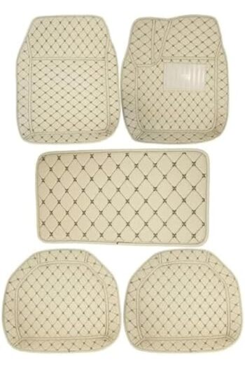 Generic Universal 5Pcs 3D Car Floor Mat Set – Beige, Waterproof, Trim-to-Fit, All-Weather Interior Mats