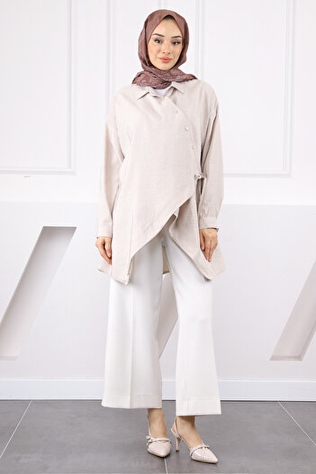 İmajButik Modal Tunic with Stone Side Tie