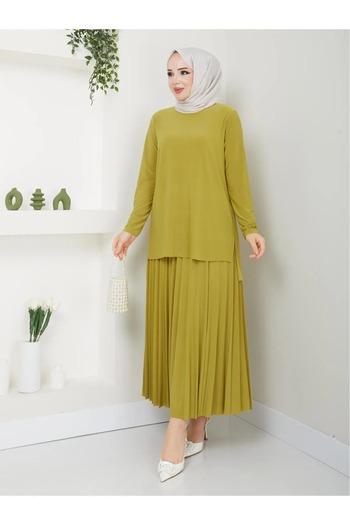 Gc.Butiq Women's Skirt Pleated Bottom Top Set