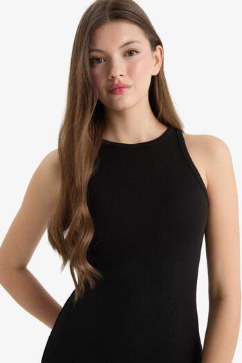 DeFacto Bodycon Halter Yaka Fitilli Kaşkorse Maxi Kolsuz Elbise A4828AX23SM