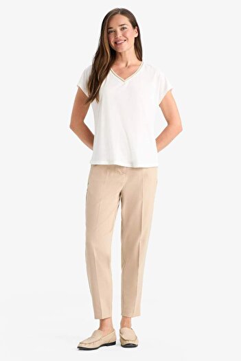 DeFacto V-Neck Basic Plain Short Sleeve T-Shirt F4832Ax25Sm