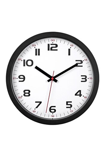 TFA Silent analog wall clock, with glass cover, large digits, black, 60.3050.01