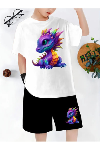 YUNAYT Children's T-Shirt and Pocket Shorts Set