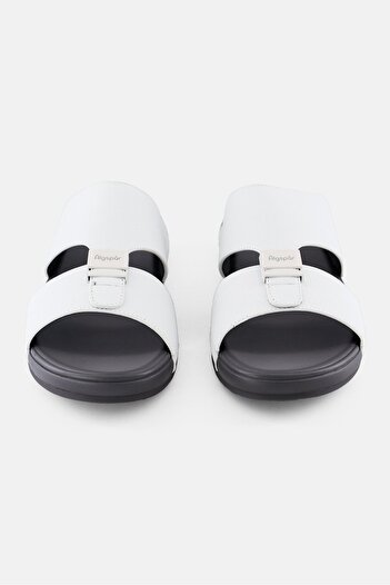 Algspar Men Slip On Arabic Sandals, White