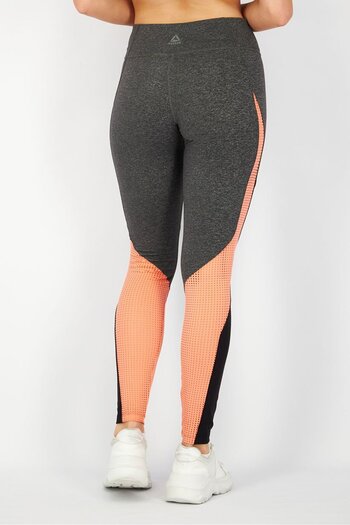 Reebok Women Sportswear Fit Training Leggings, Grey Heather and Coral