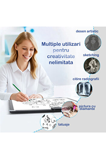 OEM Tableta de copiat desene cu iluminare LED A3, intensitate reglabila, incarcare USB