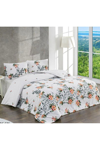Kristal By Taç Crystal Sera Gray 4 Season Quilted Double Quilt Can Be Placed Duvet Cover Set