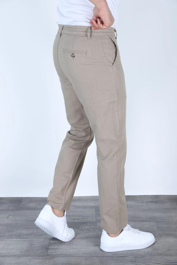 MYRAB DENİM Summer Comfortable Fit Linen Trousers Stone