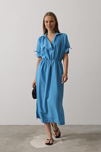 Aymood Rochie cu talie elastică - Albastru