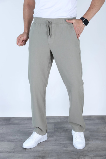 MYRAB DENİM Baggy Linen Trousers Jogger Green