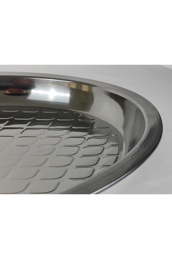 HTH Polished Stainless Steel Tray Food Serving Tray for Biryani Mandi Arabic Food 68Cm