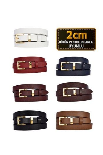 GoDeri 100% γνήσιο δέρμα 7 τεμαχίων Super Set Gold Color Buckle 2 cm γυναικεία ζώνη, ταιριάζει με όλα τα ρούχα